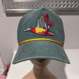 Vintage Cobra Mallard Duck Embroidered Rope SnapBack Hat Cap Hunt Camo Green